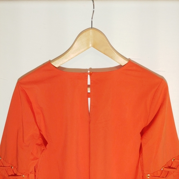 Michael Kors Bright Orange Flare Sleeve Keyhole Tunic - Picture 8 of 9